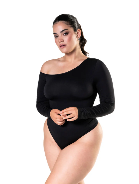 One Shoulder Long Sleeve Thong